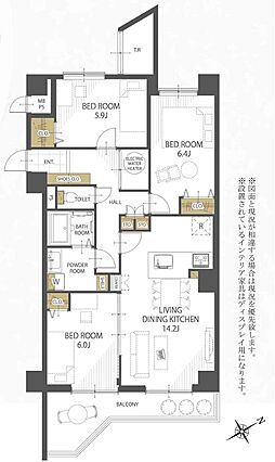 南東向きで陽当...