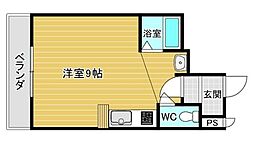 オリエンタル朝日ケ丘 ワンルームの間取図画像