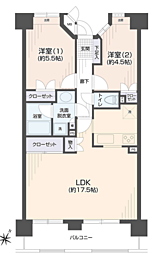 パークエステート博多 2LDKの間取図画像