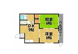 エメラルドマンション三萩野 2DKの間取図画像