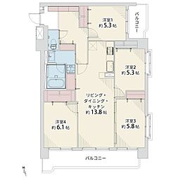 ライオンズマンション長住南第2 4LDKの間取図画像