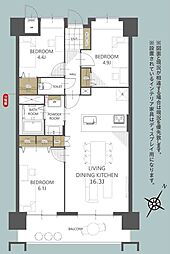 グランドパレスヴァンテアン徳力 3LDKの間取図画像