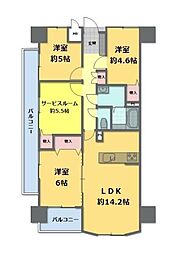 グランドパレス朝日ケ丘 3SLDKの間取図画像