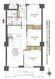 サンライフ小倉 3LDKの間取図画像