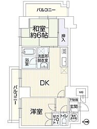 ライオンズマンション博多 2DKの間取図画像