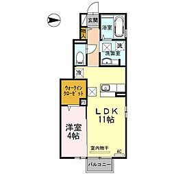アルフィスタIV 1階1LDKの間取り