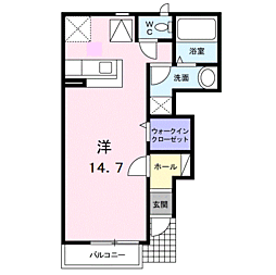 サウス　ヒルズ　I 1階ワンルームの間取り