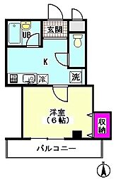 アネックスナカジマ 1Kの間取図画像