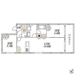 Grand Nobie Omori 2LDKの間取図画像