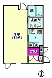 バナナコート 1Kの間取図画像