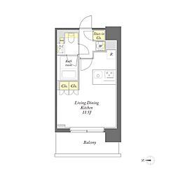プライムメゾン蒲田 ワンルームの間取図画像