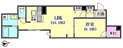 エクラージュタケウチ 1LDKの間取図画像