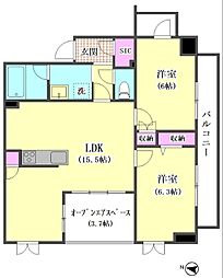 グランシティ蒲田東 2LDKの間取図画像