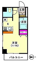 YMコート ワンルームの間取図画像