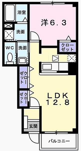 兵庫県姫路市広畑区西蒲田(賃貸アパート1LDK・1階・46.74㎡)の写真 その2