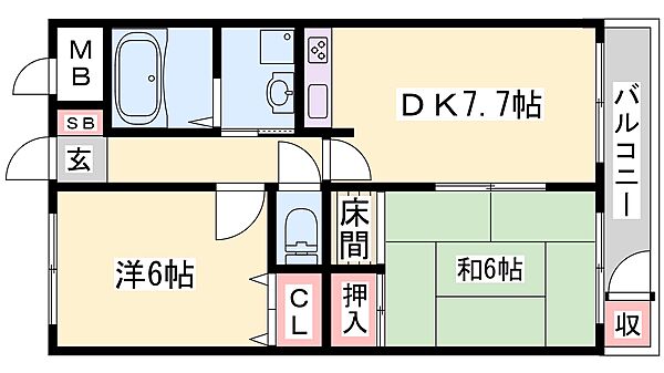 兵庫県姫路市北今宿２丁目(賃貸マンション2DK・2階・49.50㎡)の写真 その2