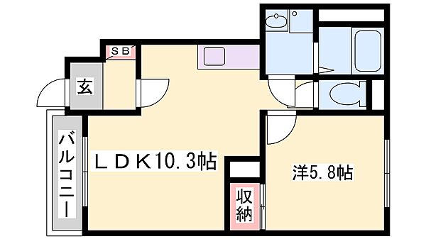 兵庫県高砂市米田町米田(賃貸アパート1LDK・1階・40.39㎡)の写真 その2