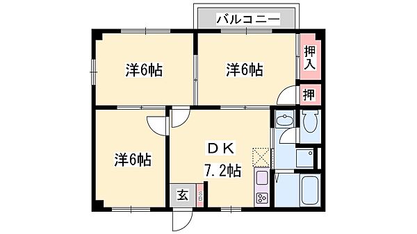 兵庫県姫路市御立中２丁目(賃貸アパート3DK・1階・52.17㎡)の写真 その2