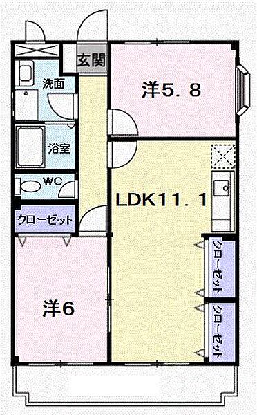 兵庫県姫路市飾磨区細江(賃貸マンション2LDK・2階・55.84㎡)の写真 その2
