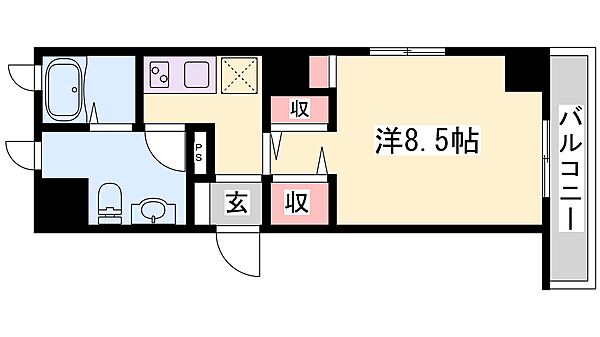 兵庫県姫路市朝日町(賃貸マンション1K・4階・26.65㎡)の写真 その2