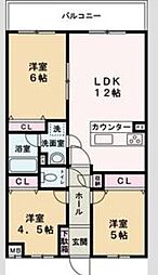 アルコラカーサ姫路土山 3LDKの間取図画像