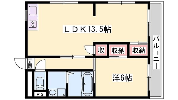 兵庫県姫路市神屋町３丁目(賃貸マンション1LDK・5階・43.20㎡)の写真 その2