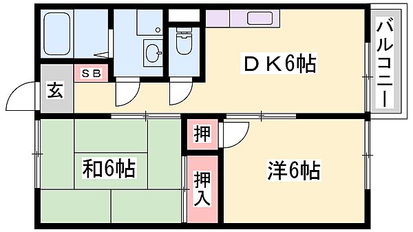 兵庫県加古川市東神吉町西井ノ口(賃貸アパート2DK・1階・46.13㎡)の写真 その2