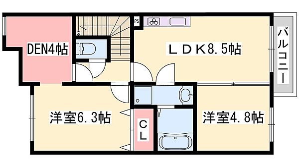 兵庫県姫路市飾東町庄(賃貸アパート2SLDK・2階・51.96㎡)の写真 その2