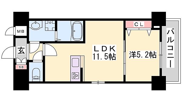 兵庫県姫路市忍町(賃貸マンション1LDK・2階・40.10㎡)の写真 その2