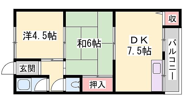 兵庫県加古川市尾上町長田(賃貸アパート2DK・1階・45.75㎡)の写真 その1