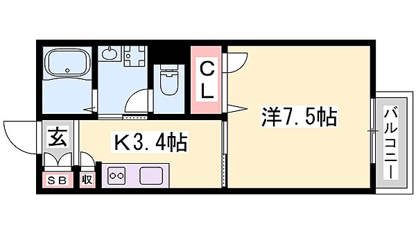 インステージ（Ｉｎ　ｓｔａｇｅ）繁昌I B108｜兵庫県加西市繁昌町(賃貸アパート1K・1階・28.45㎡)の写真 その2