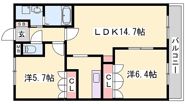グランディールII 205｜兵庫県姫路市書写(賃貸アパート2LDK・2階・59.50㎡)の写真 その2