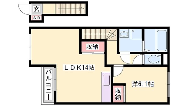 ディライトハウス宝殿 203｜兵庫県高砂市米田町米田(賃貸アパート1LDK・2階・52.79㎡)の写真 その2