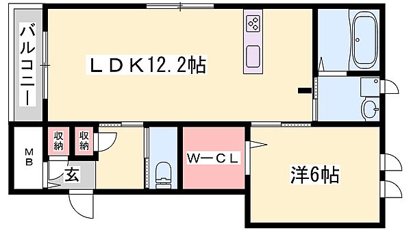 兵庫県姫路市片田町(賃貸アパート1LDK・2階・47.49㎡)の写真 その2