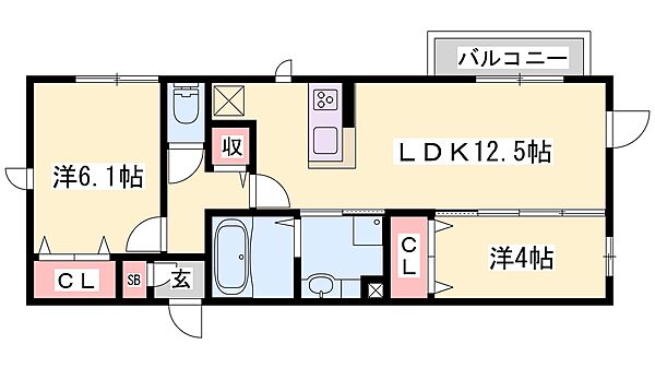 兵庫県三木市緑が丘町西３丁目(賃貸アパート2LDK・2階・54.64㎡)の写真 その2