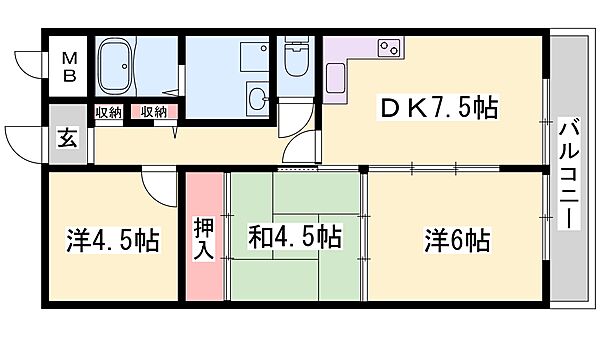兵庫県加東市上滝野(賃貸マンション3DK・3階・55.44㎡)の写真 その1