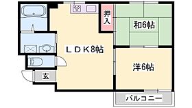 兵庫県高砂市荒井町小松原１丁目（賃貸マンション2LDK・2階・42.24㎡） その2