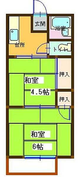 兵庫県加東市喜田２丁目(賃貸アパート2K・2階・30.70㎡)の写真 その2