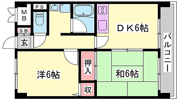 兵庫県西脇市上野(賃貸マンション2DK・2階・44.55㎡)の写真 その2
