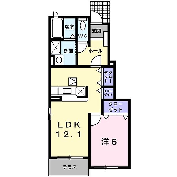 兵庫県加東市社(賃貸アパート2LDK・1階・45.72㎡)の写真 その2