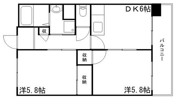 兵庫県姫路市十二所前町(賃貸マンション2DK・11階・45.33㎡)の写真 その2