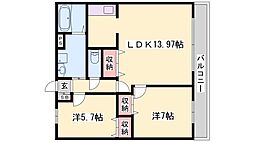 WestRiverA 2LDKの間取図画像