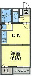 アレックス 1DKの間取図画像