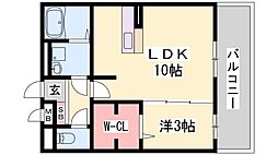 セジュール白浜A棟 1LDKの間取図画像