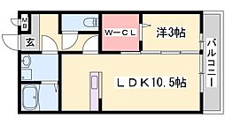 セジュール東阿保B棟 1LDKの間取図画像