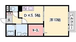 グラシア白国 1DKの間取図画像