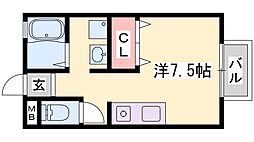 メゾンドール ワンルームの間取図画像