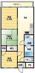 リープラス滝野社 3DKの間取図画像