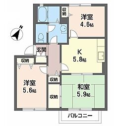 グリーンハイツタキ 3Kの間取図画像