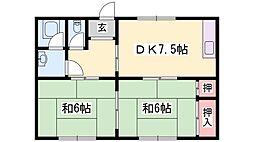 宝マンション 2DKの間取図画像